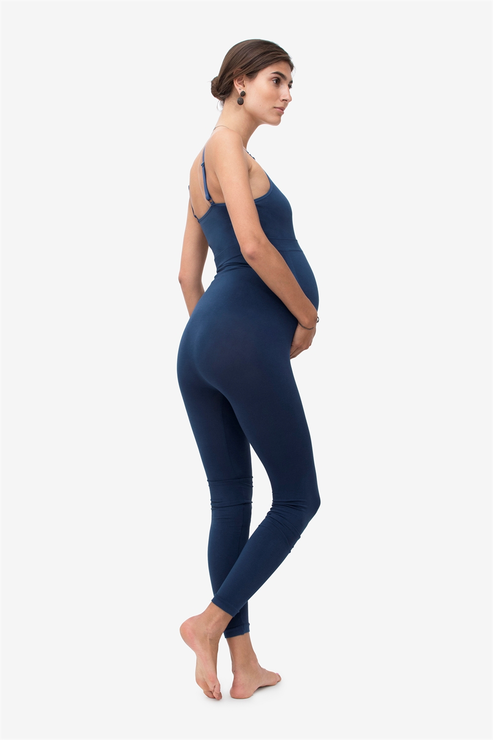 Blå mamma leggings for gravide kvinner
