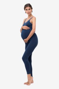 Blå mamma leggings for gravide kvinner